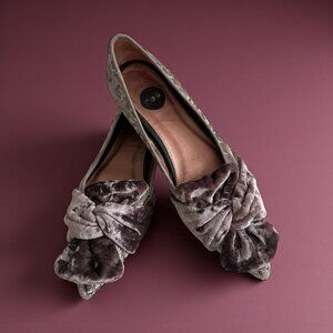 RAS Embroidered Velvet Mauve Bow Flats Size 40 / US 10